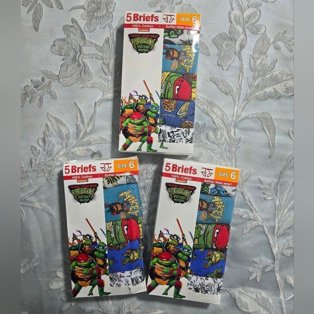 Bundle of 3 boxes Boys Teenage Mutant Ninja Turtles Cotton Briefs Underwear Sz 6